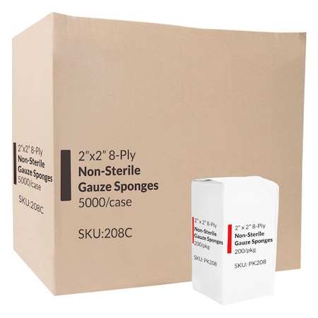 Oasis Gauze Sponges, 2 in. x 2 in., 8-Ply, Non-Sterile, 5000PK 208C